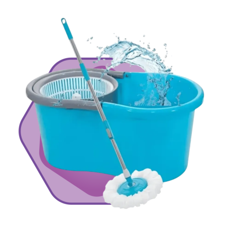 MOP GIRATÓRIO 8 LITROS AZUL COM CABO DE INOX