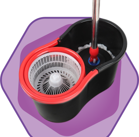 MOP GIRATÓRIO 8 LITROS PRETO COM CABO DE INOX